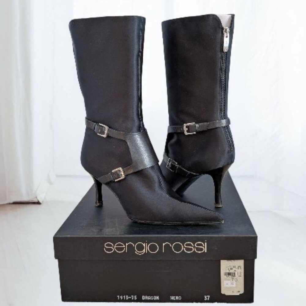 Satin and Leather Boots